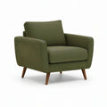 Poltrona Retangular em Veludo Verde-Azeitona com Pés em Madeira Castanha, 82 x 78 x 85 cm