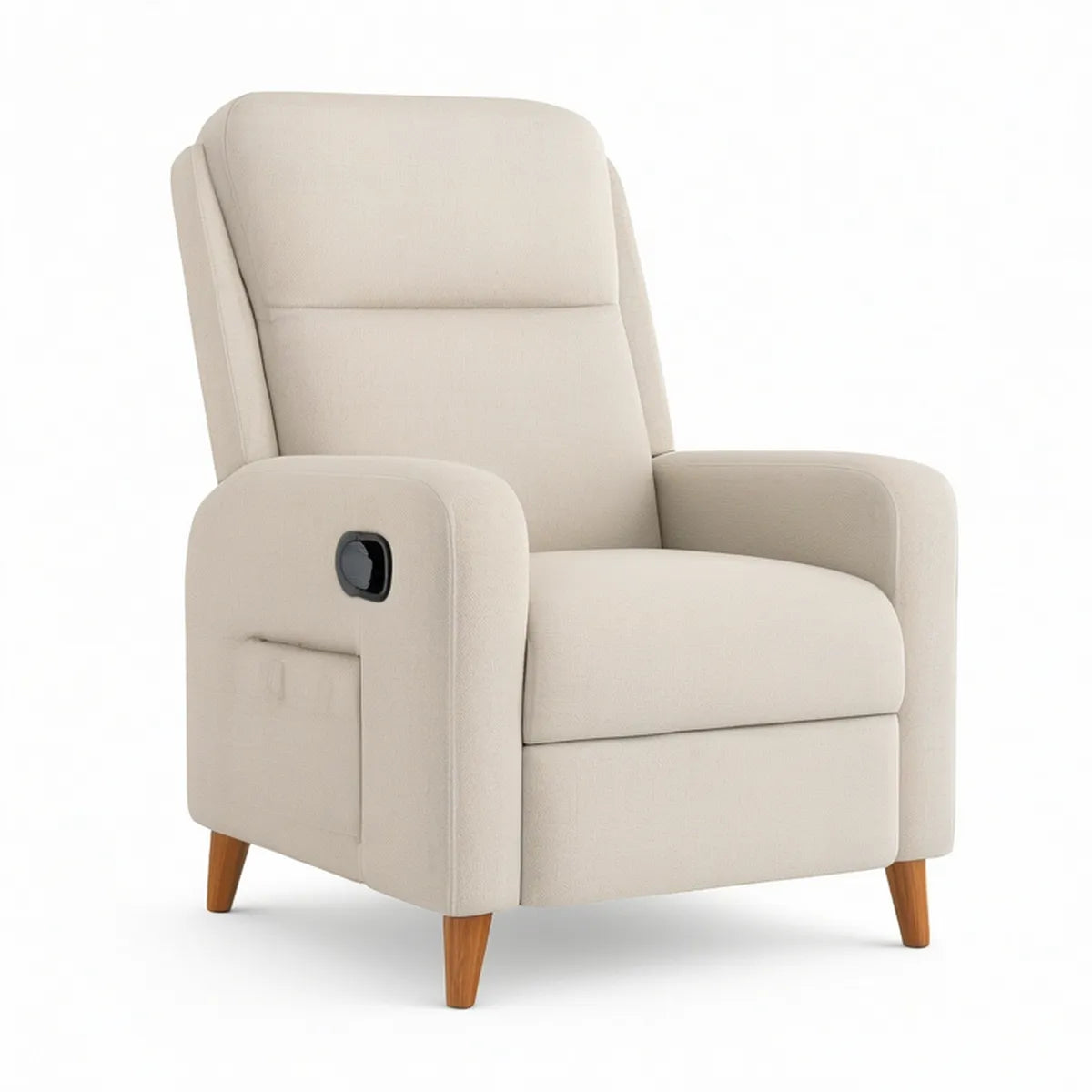 Poltrona Reclinável Manual Bege com Bolso Lateral, 82 x 90 x 102 cm