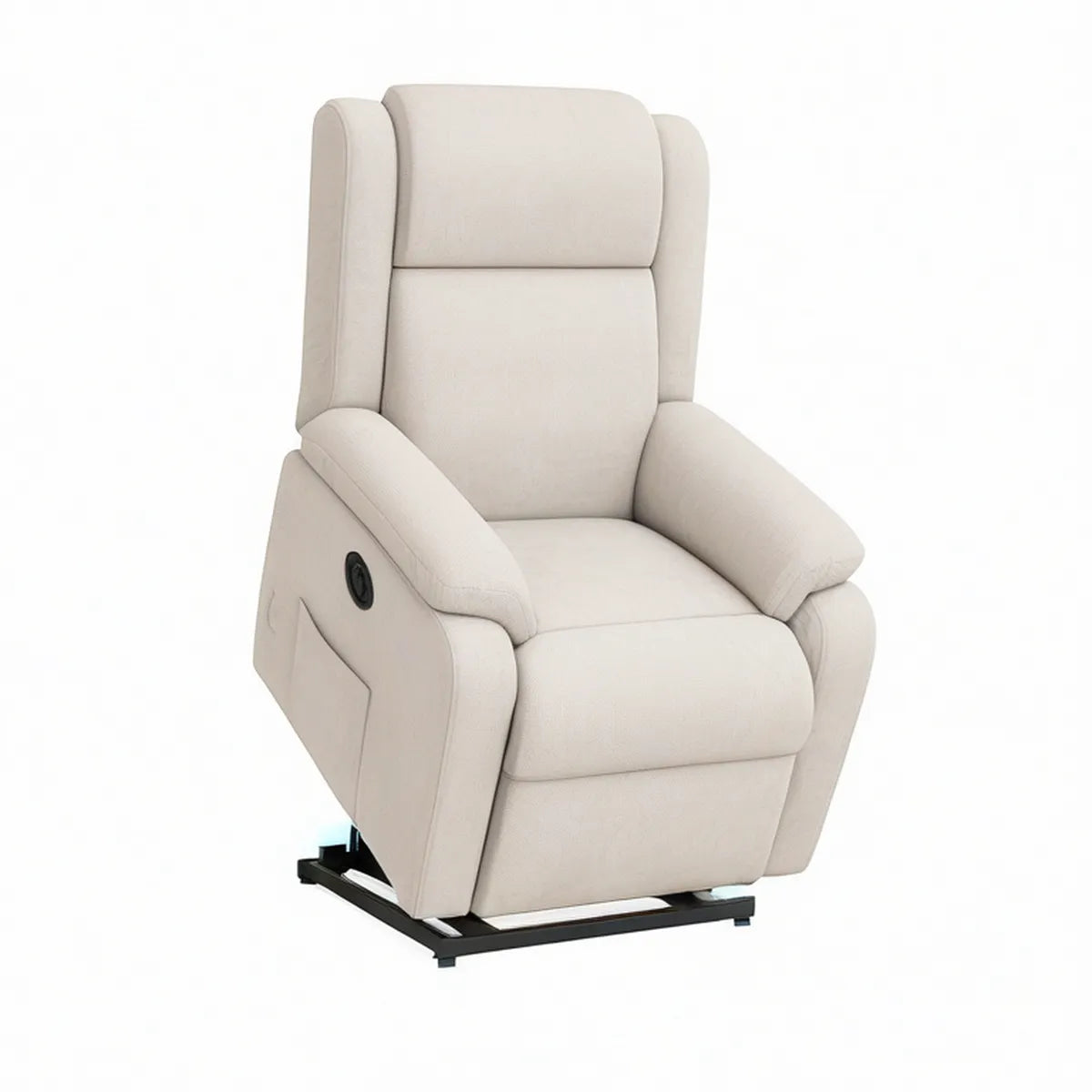 Poltrona Reclinável Elétrica em Poliéster Creme e Preto 83 x 92 x 105 cm